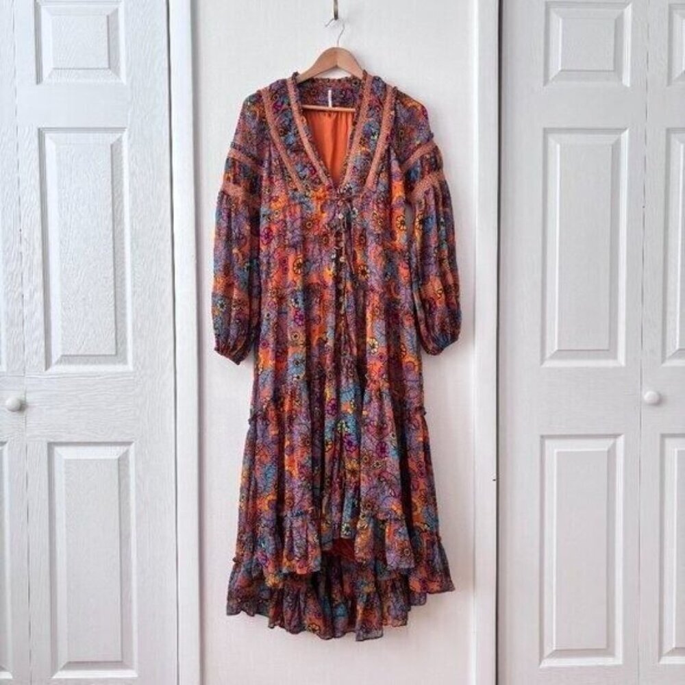 Free People Cassis Printed Pleated Chiffon Maxi Dress - Picture 5 of 10